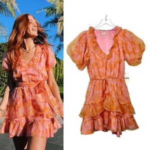 NWT Show Me Your Mumu Jenn Ann Flirty Floral Women’s Chiffon Mini Dress Sz S